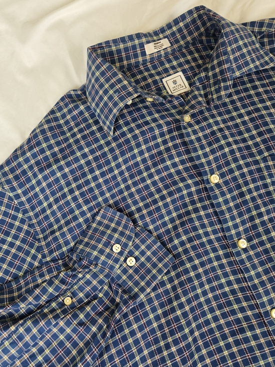Peter Millar Other - Peter Millar Men's Medium 100% Cotton Plaid Button-Down Shirt Navy Blue